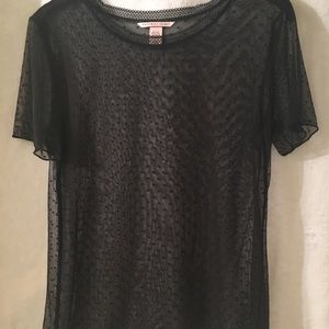 Sheer Mesh Polka Dot Top by VS